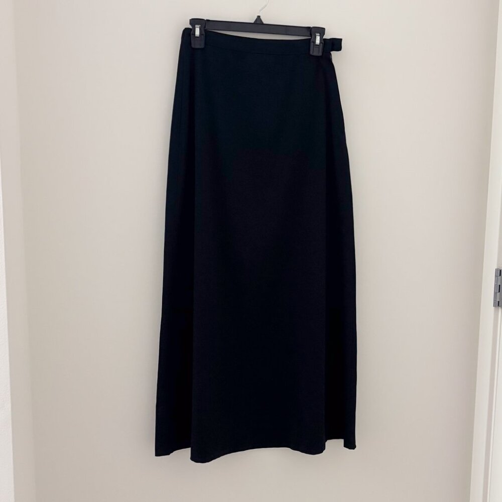 Black A-Line High Waisted Classic Elegant Midi Skirt